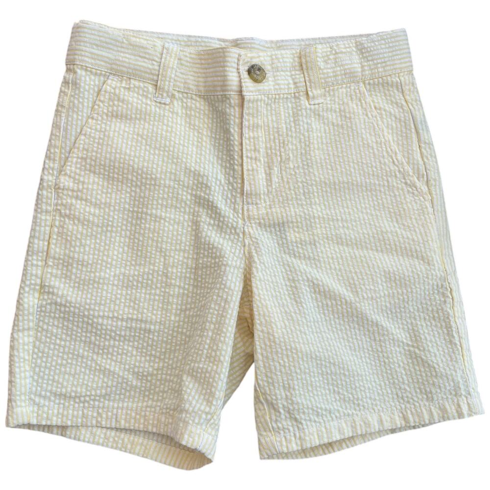 Janie and Jack Yellow & White Seersucker Shorts Adjustable Waist Boy's 6 NEW